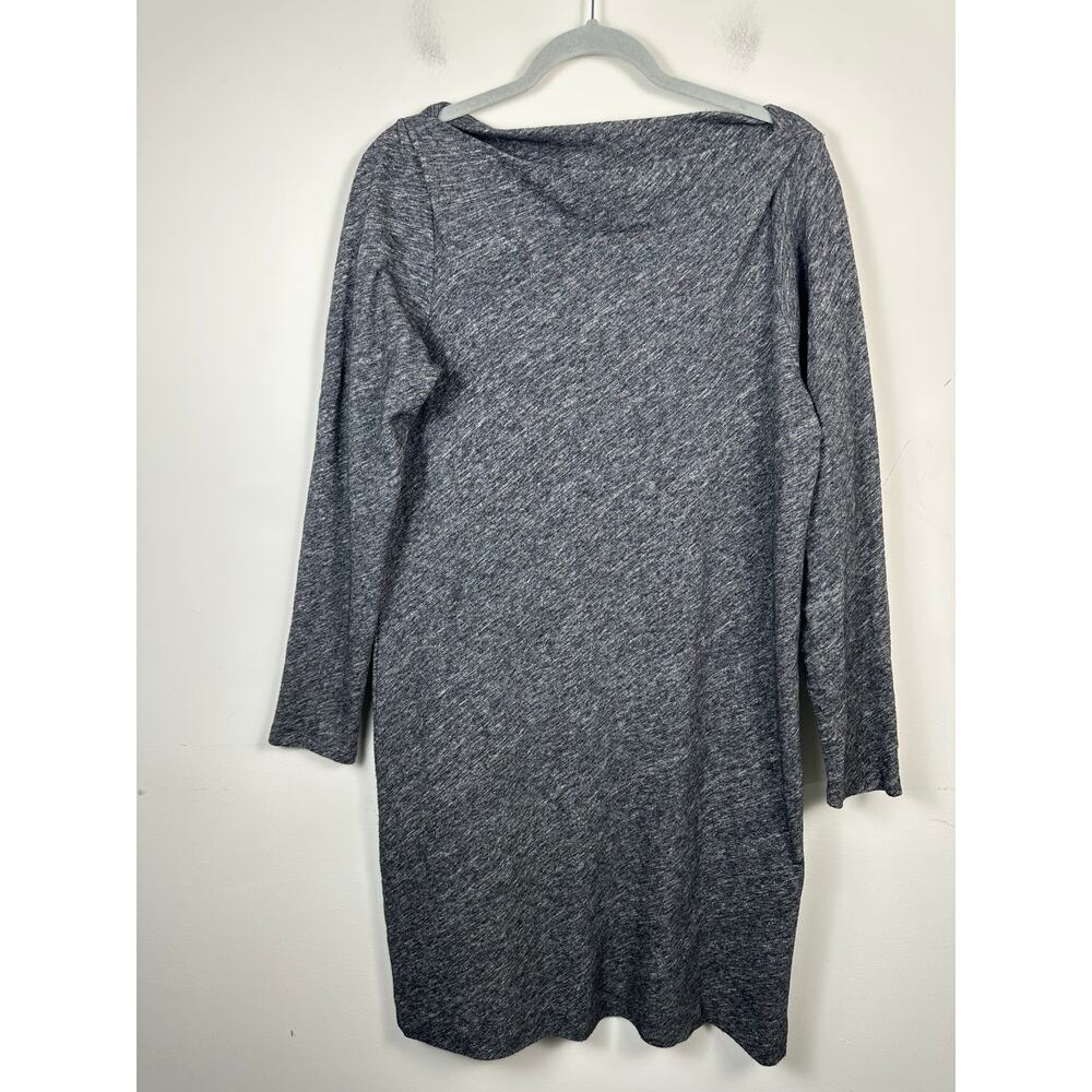 Eileen Fisher Shift Dress Women Medium Gray EUC Wool Blend Boat Neck Long Sleeve